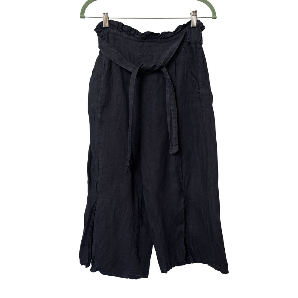 Alessia Pacini Navy Linen Culottes Womens M Cropped Pants Resortwear Beach